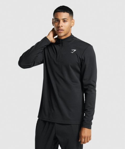 Bluzy Gymshark Arrival 1/4 Zip Męskie Czarne | PL 506YLX